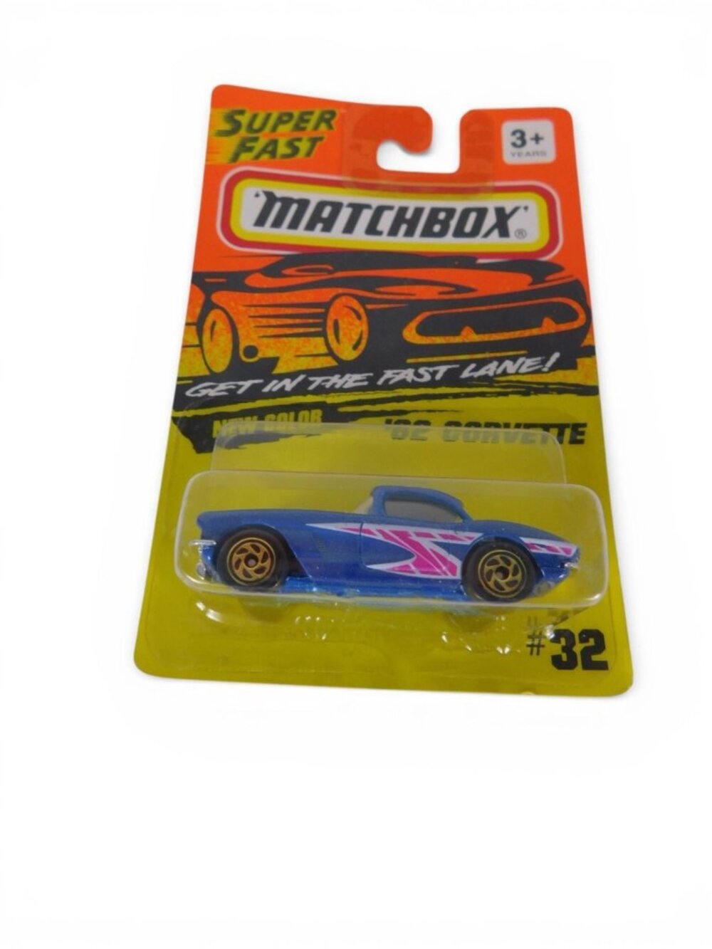 Vintage Matchbox '62 Chevrolet Corvette 1:64 Blue Super Fast 1993 Unopened
